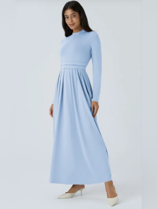 HALARA Dresses & Skirts - Long-Sleeve Light Blue Maxi Dress